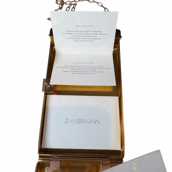 NWT Zimmermann Chocolate Enamel Cigarette Case Bag Gold Metal Crossbody - Picture 6 of 10